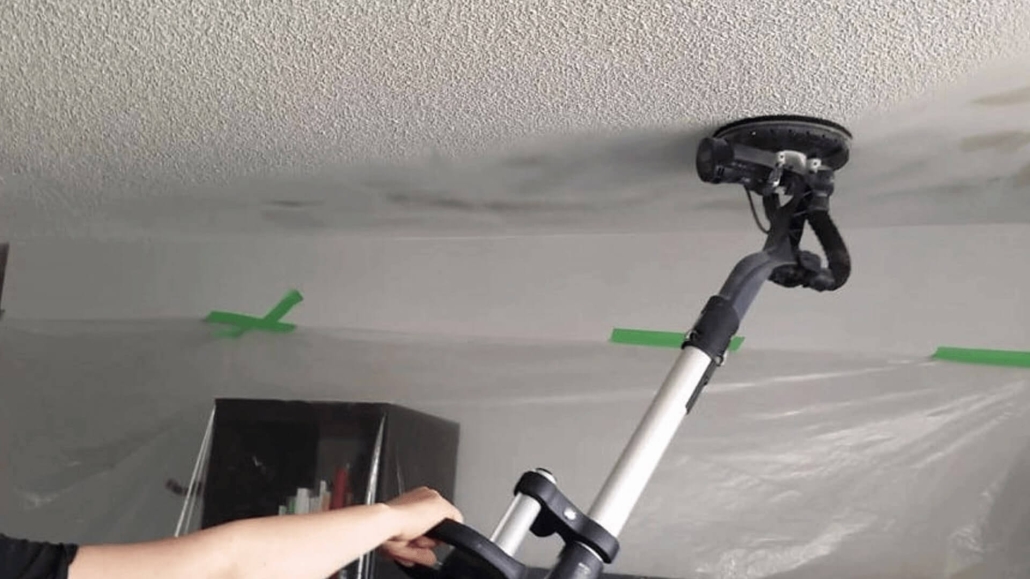 Picture of a process of popcorn ceiling removal in a house in Winter garden